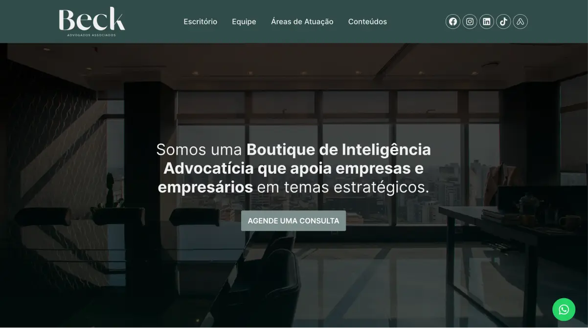 Beck Advogados' website banner